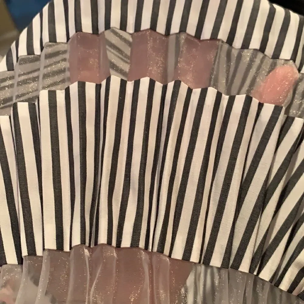 Club Monaco Sunburst Chemise Pleated Striped Top M - Picture 8 of 8